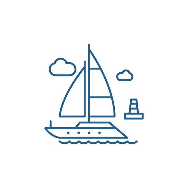 Yacht Line Icon Konzept. Yacht flache Vektorsymbol, Zeichen, Umriss Illustration. — Stockvektor