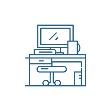 Çalışma alanı satır simgesi kavramı. Çalışma alanı düz vektör simgesi, işaret, anahat illüstrasyon.