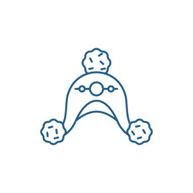 Yün şapka hat simgesi kavramı. Yün şapka düz vektör simgesi, işaret, anahat illüstrasyon.