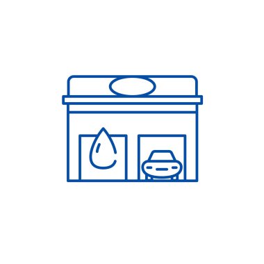 Otomatik servis satırı simgesi kavramı. Otomatik hizmet düz vektör simgesi, işaret, anahat illüstrasyon.