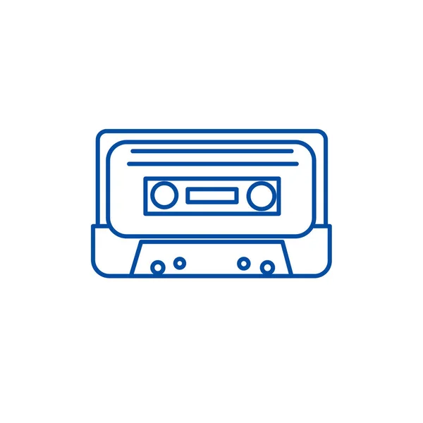 オーディオ テープ ライン アイコン概念。オーディオ テープ フラット ベクトル記号, サイン, 概要図. — ストックベクタ