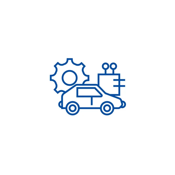 Conceito de ícone de linha de carro automatizado. Automatizado carro símbolo vetorial plana, sinal, ilustração esboço . — Vetor de Stock