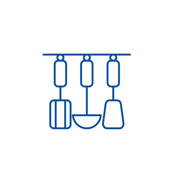주방 매달려 기구 라인 아이콘 개념입니다. 주방 매달려 기구 평면 벡터 기호, 기호, 개요 그림. — 스톡 벡터