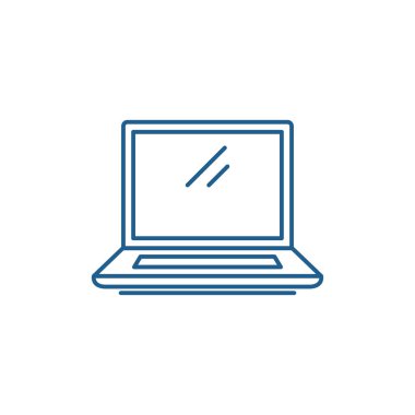 Dizüstü hat simgesi kavramı. Dizüstü düz vektör simgesi, işaret, anahat illüstrasyon.