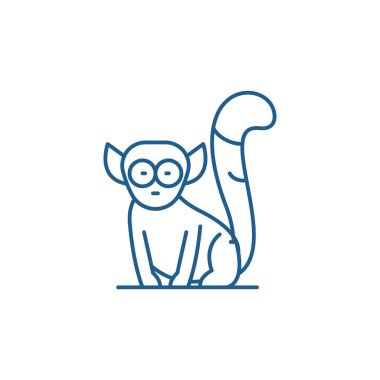 Lemur satırı simgesi kavramı. Lemur düz vektör simgesi, işaret, anahat illüstrasyon.