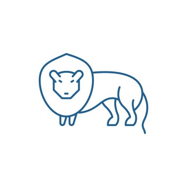 Aslan çizgi simgesini kavramı. Aslan düz vektör sembolü, işaret, anahat illüstrasyon.