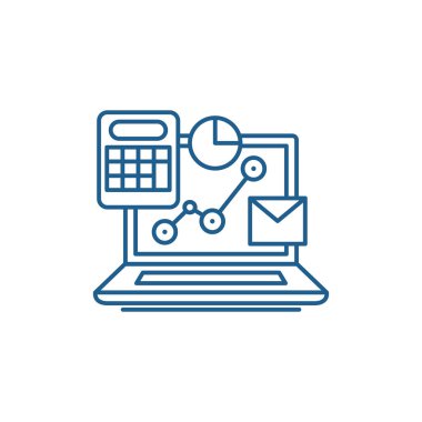 Online kontrol sistemi satırı simgesi kavramı. Online kontrol sistem düz vektör simgesi, işaret, anahat illüstrasyon.