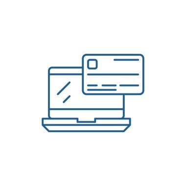 Online ödeme satırı simgesi kavramı. Online ödeme düz vektör simgesi, işaret, anahat illüstrasyon.