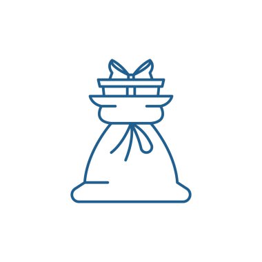 Mevcut çanta satırı simgesi kavramı. Mevcut çanta düz vektör simgesi, işaret, anahat illüstrasyon.