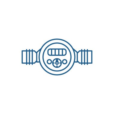 Basınç ölçer satırı simgesi kavramı. Basınç ölçer düz vektör simgesi, işaret, anahat illüstrasyon.