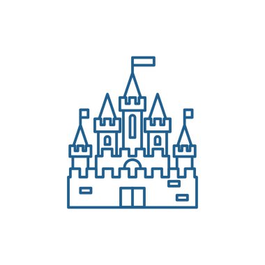 Prenses kale satırı simgesi kavramı. Prenses kale düz vektör simgesi, işaret, anahat illüstrasyon.