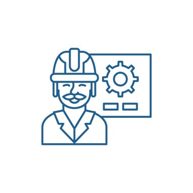 Üretim sunu satırı simgesi kavramı. Üretim sunu düz vektör simgesi, işaret, anahat illüstrasyon.