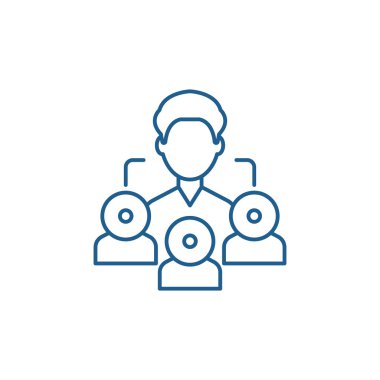 Tavsiye pazarlama satırı simgesi kavramı. Tavsiye pazarlama düz vektör simgesi, işaret, anahat illüstrasyon.