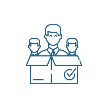 Uzak iş takım satırı simgesi kavramı. Uzak iş takım düz vektör simgesi, işaret, anahat illüstrasyon.