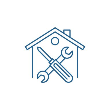 Onarım satırı simgesi kavramı. Onarım düz vektör simgesi, işaret, anahat illüstrasyon.