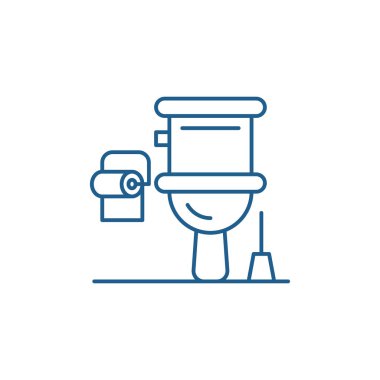 Tuvalet satırı simgesi kavramı. Tuvalet düz vektör simgesi, işaret, anahat illüstrasyon.