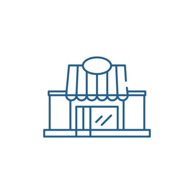 Perakende satış satırı simgesi kavramı. Perakende düz vektör simgesi, işaret, anahat illüstrasyon.