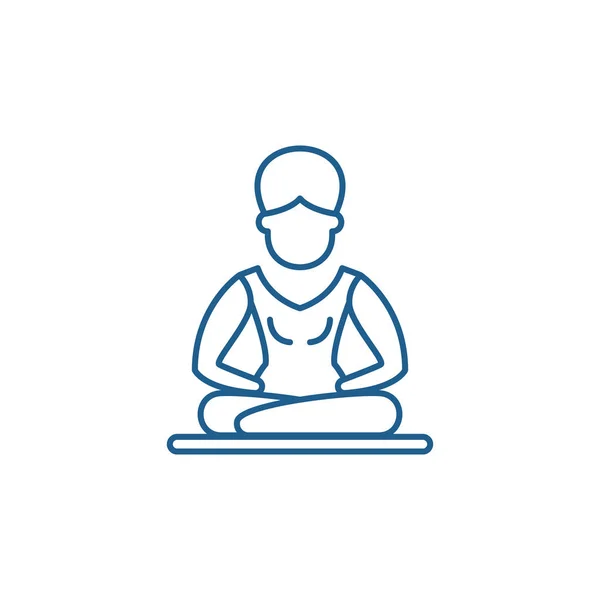 Lotus vormen meditatie lijn pictogram concept. Lotus pose meditatie platte vector symbool, teken, overzicht illustratie. — Stockvector