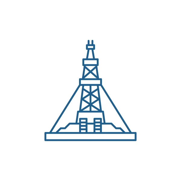 石油生产平台线图标概念。石油生产平台平面向量符号, 标志, 轮廓例证. — 图库矢量图片