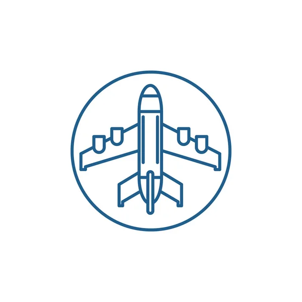 Plane landing line icon concept. Plane landing flat  vector symbol, sign, outline illustration. — Stock Vector