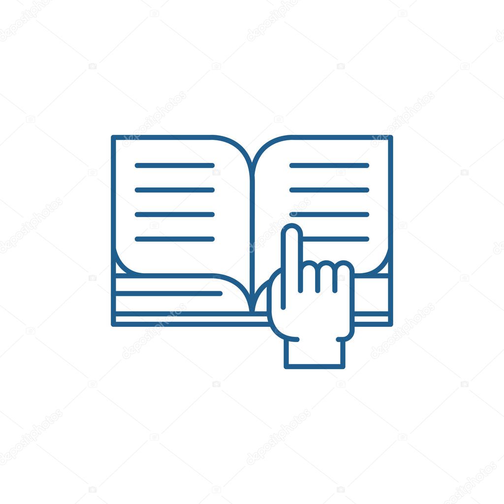 Reading of books line icon concept. Reading of books flat  vector symbol, sign, outline illustration.