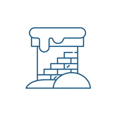 Tuğla baca satırı simgesi kavramı. Tuğla baca düz vektör simgesi, işaret, anahat illüstrasyon.