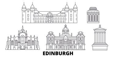 Birleşik Krallık, Edinburgh hat seyahat silüeti seti. Birleşik Krallık, Edinburgh anahat şehir vektör illüstrasyon, sembol, seyahat sights, Simgesel yapılar.