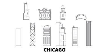 United States, Chicago line travel skyline set. United States, Chicago outline city vector illustration, symbol, travel sights, landmarks. clipart