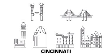 United States, Cincinnati line travel skyline set. United States, Cincinnati outline city vector illustration, symbol, travel sights, landmarks. clipart