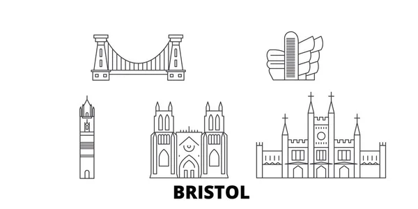 Reino Unido, Bristol line travel skyline set. Reino Unido, Bristol esbozar ilustración vectorial de la ciudad, símbolo, lugares de interés turístico, lugares de interés . — Vector de stock