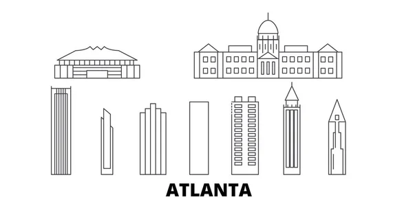 Estados Unidos, línea de Atlanta horizonte de viaje establecido. Estados Unidos, Atlanta delinear la ilustración vectorial de la ciudad, símbolo, lugares de interés turístico, lugares de interés . — Vector de stock