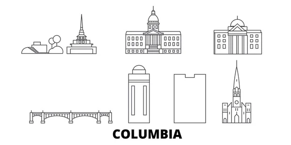 Spojené státy americké, Columbia line, cesta na panorama. Spojené státy americké, Columbia obrysy městský vektor ilustrace, symbol, cestování, Památky. — Stockový vektor