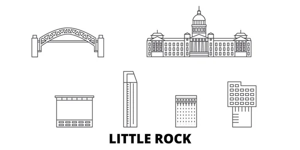 United States, Little Rock line travel skyline set. Estados Unidos, Little Rock esbozar la ilustración vectorial de la ciudad, símbolo, lugares de interés turístico, lugares de interés . — Vector de stock