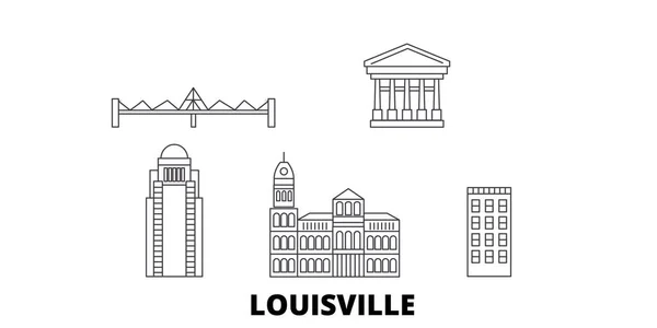 Stati Uniti, Louisville line travel skyline set. Stati Uniti, Louisville contorno città vettoriale illustrazione, simbolo, luoghi di viaggio, punti di riferimento . — Vettoriale Stock