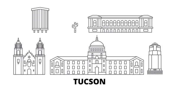 Estados Unidos, Tucson line skyline set. Estados Unidos, Tucson esbozar ilustración vectorial de la ciudad, símbolo, lugares de interés turístico, lugares de interés . — Vector de stock