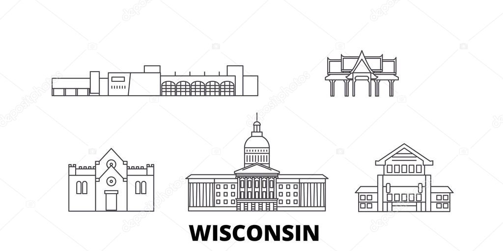 United States, Madison line travel skyline set. United States, Madison outline city vector illustration, symbol, travel sights, landmarks.