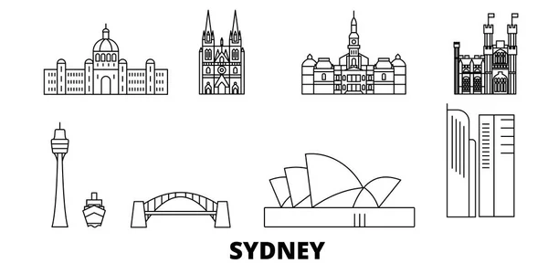 オーストラリア、シドニー線トラベルスカイラインセット。オーストラリア、シドニー概要都市ベクターイラスト、シンボル、旅行スポット、ランドマーク. — ストックベクタ