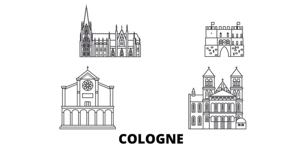 Alemania, la línea de Colonia horizonte de viaje establecido. Alemania, Colonia esbozar ilustración vectorial de la ciudad, símbolo, lugares de interés turístico, lugares de interés . — Vector de stock