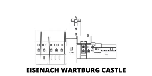 Allemagne, Eisenach Wartburg Castle ligne Voyage skyline ensemble. Allemagne, Eisenach Wartburg Château contour ville vecteur illustration, symbole, sites touristiques, points de repère . — Image vectorielle