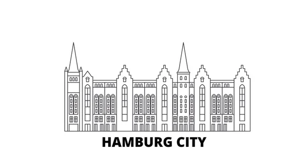 Alemania, Hamburgo City line skyline set. Alemania, Hamburgo ciudad contorno ciudad vector ilustración, símbolo, lugares de interés turístico, lugares de interés . — Vector de stock