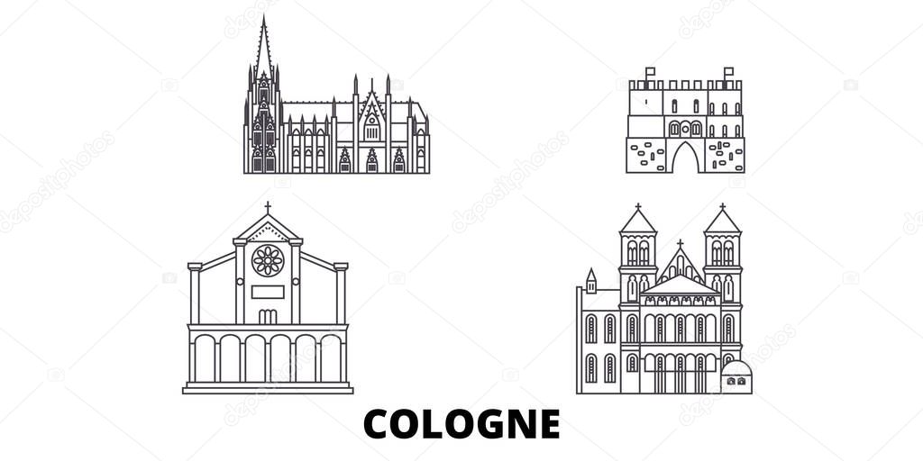 Germany, Cologne line travel skyline set. Germany, Cologne outline city vector illustration, symbol, travel sights, landmarks.