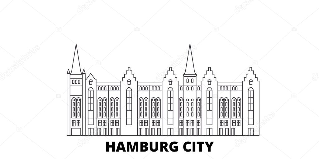 Germany, Hamburg City line travel skyline set. Germany, Hamburg City outline city vector illustration, symbol, travel sights, landmarks.