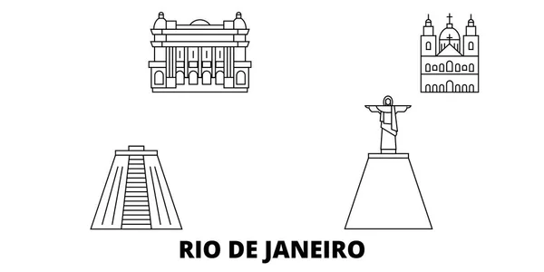 巴西、里约热内卢线旅游天际线。巴西, 里约热内卢概述城市矢量插图, 符号, 旅游景点, 地标. — 图库矢量图片
