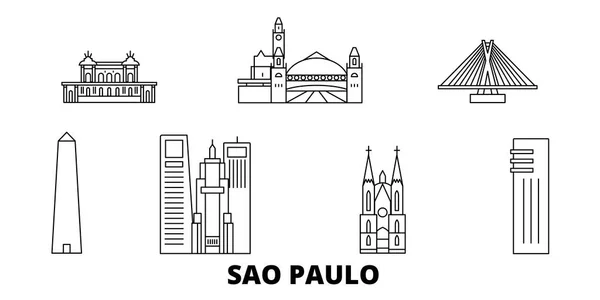Brazílie, cesta na trať Sao Paulo. Brazílie, Sao Paulo, obrys městského vektoru ilustrace, symbol, cestování, Památky. — Stockový vektor