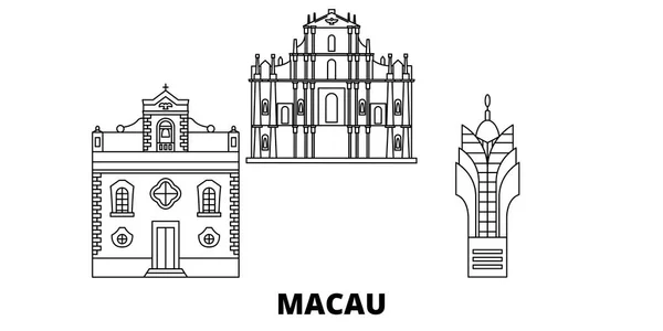 China, Macau linha de viagem skyline set. China, Macau esboço cidade vetor ilustração, símbolo, pontos turísticos de viagem, pontos de referência . —  Vetores de Stock