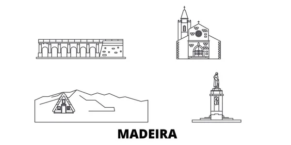 Portugalsko, na Madeiře, cesta po trati. Portugalsko, na Madeiře obrys městského vektoru ilustrace, symbol, cestování, Památky. — Stockový vektor