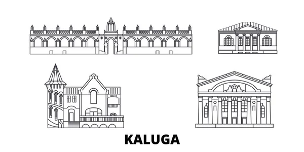 Russie, Kaluga ligne de voyage skyline ensemble. Russie, Kalouga contour ville vecteur illustration, symbole, sites touristiques, points de repère . — Image vectorielle