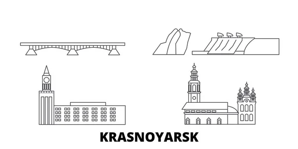 Росія, Красноярська лінія мандрує. Росія, Красноярський контур, Векторна ілюстрація, символ, визначні пам'ятки, визначні місця. — стоковий вектор