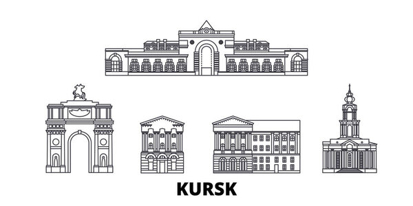 Russia, Kursk line travel skyline set. Russia, Kursk outline city vector illustration, symbol, travel sights, landmarks.