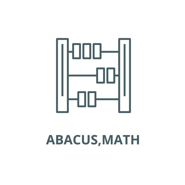 Abacus, matematyka, ikona linii, wektor. Abacus, matematyczny znak konspektu, symbol koncepcyjny, płaska ilustracja — Wektor stockowy